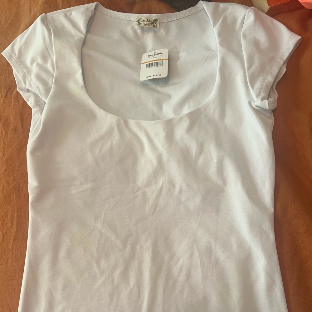 Free People lined white cap sleeve T-shirt. NWT small